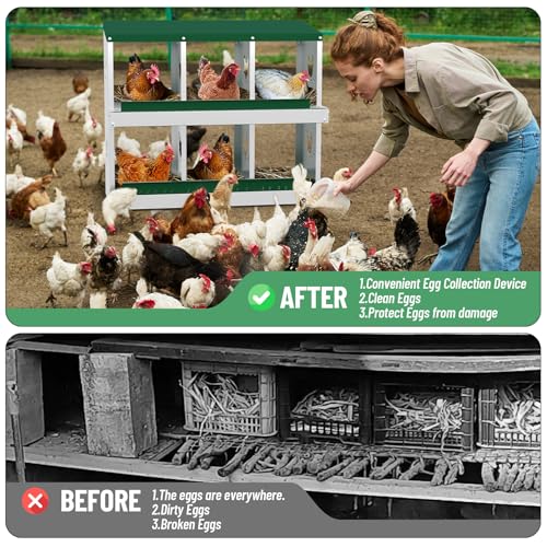 Nesting Boxes for Chickens, 6/8/10-Hole Galvanized Steel Chicken Nesting Boxes for Laying Eggs with Egg Rollaway System to Protect Eggs, Easy Egg Collection, for Chicken Coop Backyard Farm