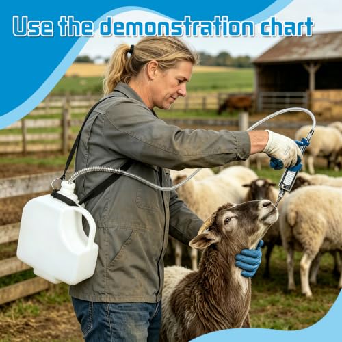 30ml Veterinary Drench Gun Adjustable Metal Oral Dosing Dispenser, Reusable Livestock Medicine Feeding Syringe, Durable Continuous Drenching Tool for Sheep, Cattle, Pig, Horse and Farm Animals (30ML)