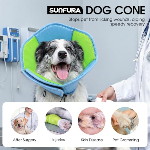 Dog Cone - Soft Cone for Dogs to Stop Licking, Pet E-Collar Alternative After Surgery, Adjustable Pet Recovery Collar for Wound Healing, Light Blue Large - color: Light Blue, size: Large