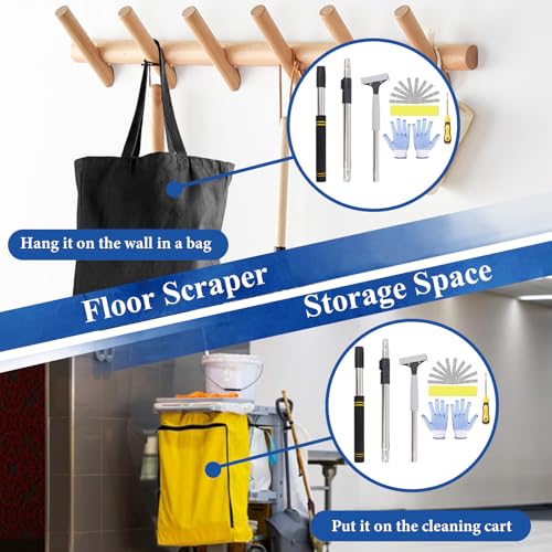 Floor Scraper Heavy Duty Long Handle,52in 4" Razor Blade Floor Scraper Adjustable with 10PCS Extra Metal Blades Paint Scraper for Cleaning Stickers Gum Glass Wall Tile Linoleum Stove Top