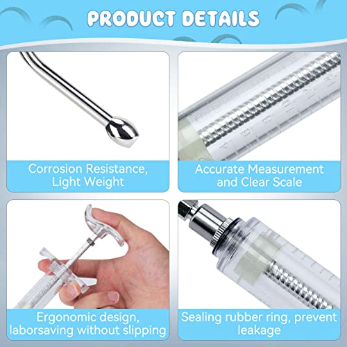 2 Pack Reusable Goat Drench Syringe, 20 mL Drench Gun for Goats | 2 Drench Nozzles, Cleaning Brush Set, Detachable Design, Adjustable Dose Ring, Goats and Sheep - style: 20ml