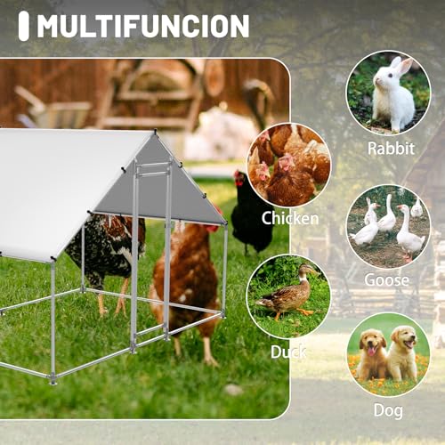 HEYTOWN Large Metal Chicken Coop Chicken Pen with Water-Resident and Anti-UV Cover Walk-in Poultry Cage Chicken Runs for Yard with Cover Duck Rabbit Dog House Outdoor - size: 6.5"L x 9.8"W x 6.5"H