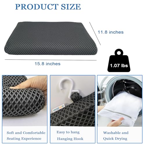 REEZEIVI Shower Seat Cushion,Silicone Non-Slip Base for Elderly & Disabled | Raised 4D mesh shower pad, soft breathable, washable quick dry, silicone non-slip bottom - size: grey-green