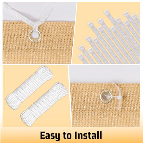 SUNNY GUARD 90% Sun Shade Cloth 6'x10' Shade Cover Tarp, Sand | Sun Shade Screen Fabric Shade Cover Tarp with Grommets for Pergola, Backyard & Garden, Durable HDPE, Custom Sizes - color: Sand, size: 0 6'×1 0'
