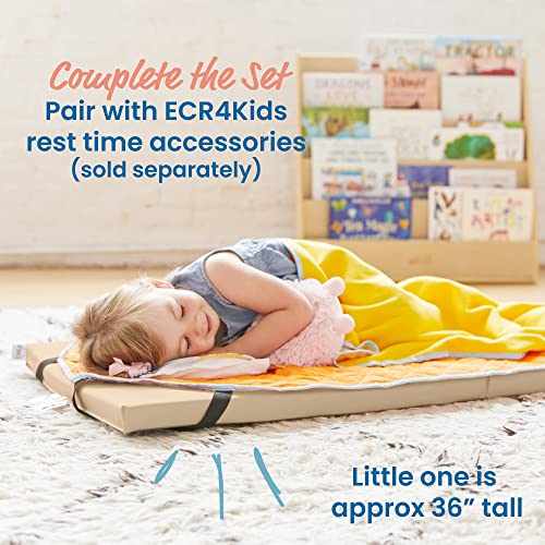 ECR4Kids SoftZone Rainbow Rest Mat, 2in, Sleeping Pad, Sand, 5-Piece | Soft foam with polyurethane cover, GREENGUARD Gold Certified, 2-6 years, fully assembled, non-slip base, daycare or classroom - color: Sand