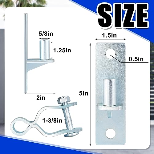 4 Pcs 1-3/8" Heavy Duty Wall Mount Gate Hinge Chain Link Gate Hinge with 5/8'' Pin Pipe Fence Pressed Steel Chain Link Fence Frame Outdoor Hardware