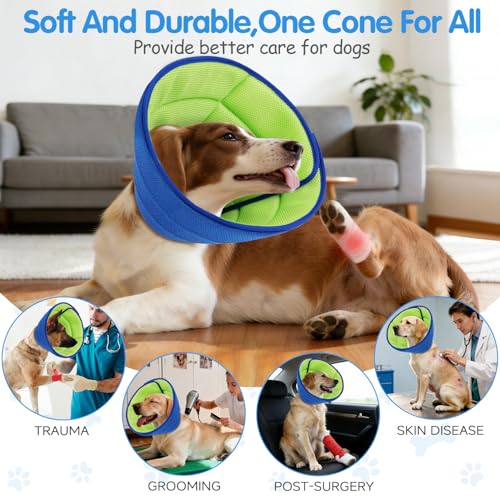 Upgraded Soft Dog Cone Collar for Post-Surgery Recovery – Adjustable Elizabethan Alternative to Stop Licking, Lightweight Breathable Mesh, Fits Most Breeds (S) - size: S