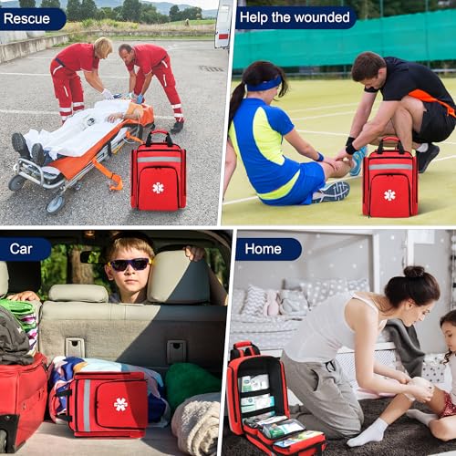 First Aid Bag Empty,EMS,EMT,Emergency Trauma Doctor Bag,First Aid Kit For Car,Home,Hiking,Camping and Travel(Red) - color: Red