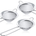 3 Pieces Cocktail Strainer Bar Strainer Fine Mesh Tea Strainer, 3.3 in | Stainless Steel, Small Silver Strainer Practical Bar Colander Tool for Drinks and Loose Leaf Tea, Fits Most Bar Glasses