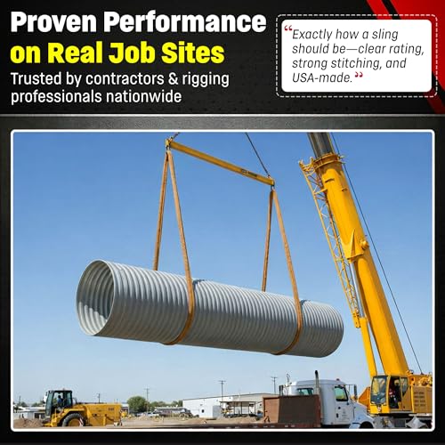 VR4 6 Foot Endless Round Lifting Sling – USA Made | Polyester, 10,600 lb Vertical, 8,500 lb Choker, 21,200 lb Basket – Double-Ply Cover, Tan Poly Round Rigging Sling - size: 6 Feet