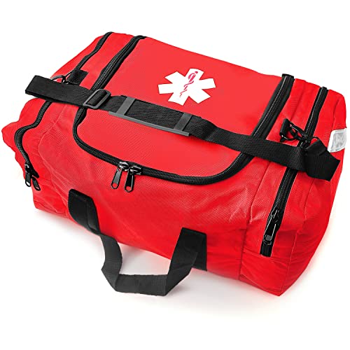 ASA TECHMED Large EMT First Responder Trauma Medical Bag Empty for Home 21x12x9 Inches, Office, School, EMTs, Paramedics, First Responders, Red - color: Red