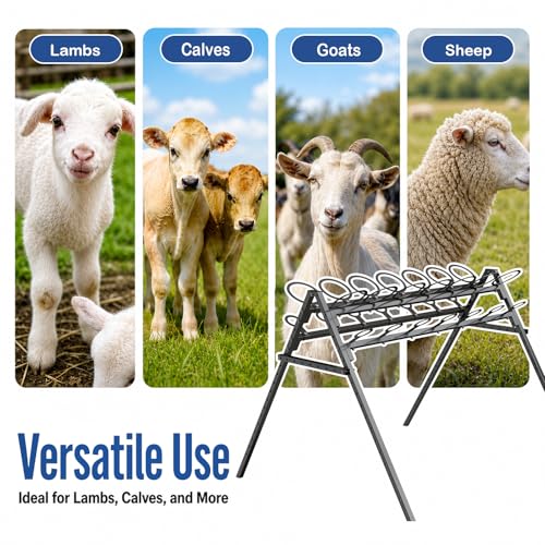 14 Feeding Ports Bottle Rack | Portable Bottle Holder, Free Standing Bottle Feeder Rack for Calves Lambs Goats Farm Animal Livestock (Bottle Not Included)