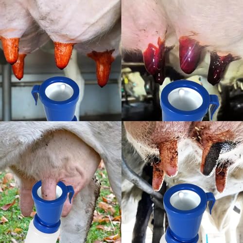 Teat Dip Cup - Non Reflow Design for Cow, Goat, Sheep | Secure Nipple Cleaning Disinfection Dip Cups 300 ml (blue, 1) - style: blue