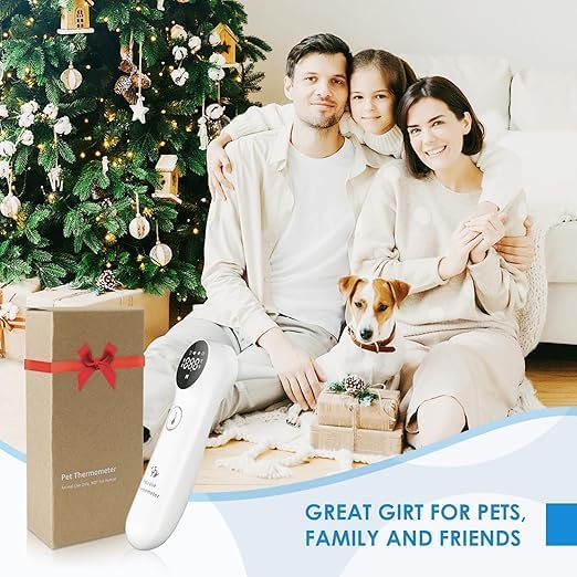 Pet Ear Thermometer for Dogs, Cats, and Livestock, Long Probe Designed, ℃/ ℉ Convert and Sound Switch Dedicated Button, 1 Second Measurement, 20 pcs Pet Swabs Included(White) - color: White