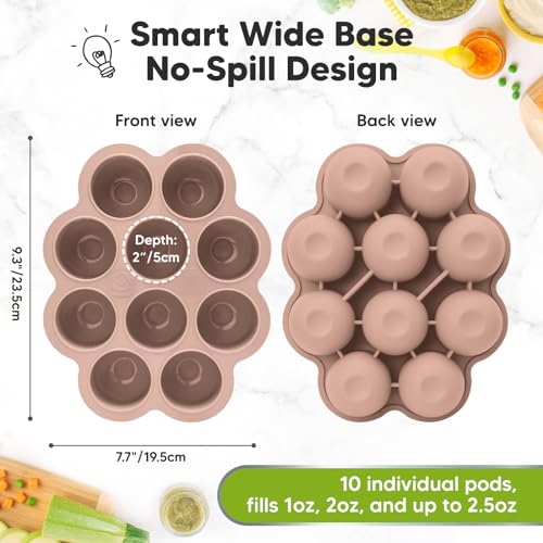 KeaBabies Silicone Food Freezer Trays with Lid, 2oz x 10 Pods (Dusk) | Baby Food Storage Containers, Easy Puree Meal Prep, Breast Milk Silicone Freezer Molds, Dishwasher, Microwave Safe, BPA-Free - color: Dusk