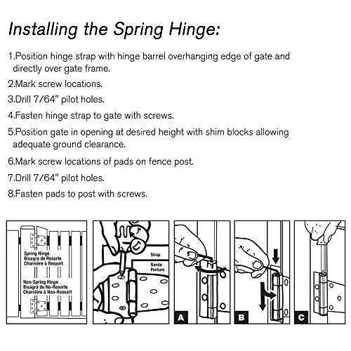 Self-Closing Gate Hardware Kit,1 Pack Self-locking Gate Latch and 2 Pack 3.5inch Heavy Duty Adjustable Spring Gate Square Barn Hinges,Black Finish Gate Hardware Set for Wood Vinyl Fence Gate Shed Door