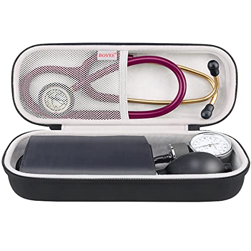 BOVKE Stethoscope Case for 3M Littmann Classic III, Lightweight II S.E, MDF Acoustica Deluxe Stethoscopes - Extra Room for Medical Bandage Scissors EMT Trauma Shear and LED Penlights, Black | Lightweight II S.E/ MDF Acoustica Stethoscopes Hard Bag, Medica