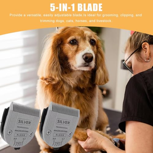 2 Pack Detachable Adjustable Pet Dog Grooming Clipper 5-in-1 Blade Replacement Fit for W-AHL Professional Animal Blade, for Grooming, Clipping, Trimming Dogs, Cats, Horses, Livestock