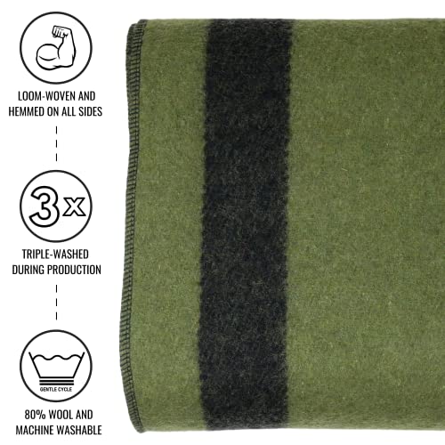 Arcturus Rainier Wool Blanket - 4.5lbs Warm, Heavy, Washable, Large | Great for Camping, Outdoors, Survival & Emergency Kits (Four Cedars) | 70% Wool, 550 GSM, Warm Even When Wet, Naturally Fire-Retardant, Triple-Washed, Home & Outdoor Adventures, 64" x 8