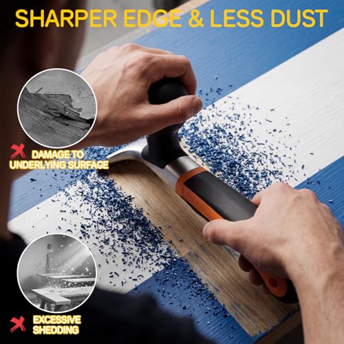 Onemake 2-1/2" Heavy-Duty Premium Ergonomic Carbide Scraper Tool, Removal on Dry Glaze, Stains, Putty, Scratches, Rust, Paint, Glue, Varnish, Resin, Carbide Scraper with Blade