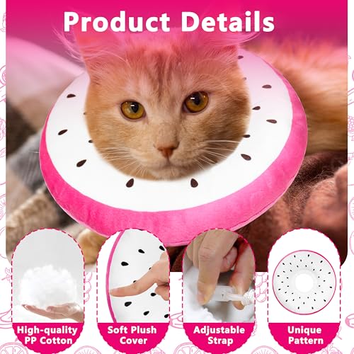 Cat Cone Collar Soft, Cat Recovery Cone (Dragonfruit, M) | Stop Licking, Cute Kitten Donut Collar After Surgery, Elizabethan Collars for Kittens, Lightweight Cats Neck Cones - color: Dragonfruit, size: Medium