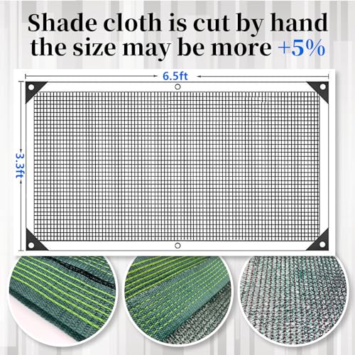 90% Blackish Green Shade Cloth, 3.3 x 6.5 ft with Reinforced Grommets | Durable mesh shade net for greenhouses, plants, chicken coops, pergolas, pools, canopies, patios and gardens - size: 3.3 ft x 6.5 ft