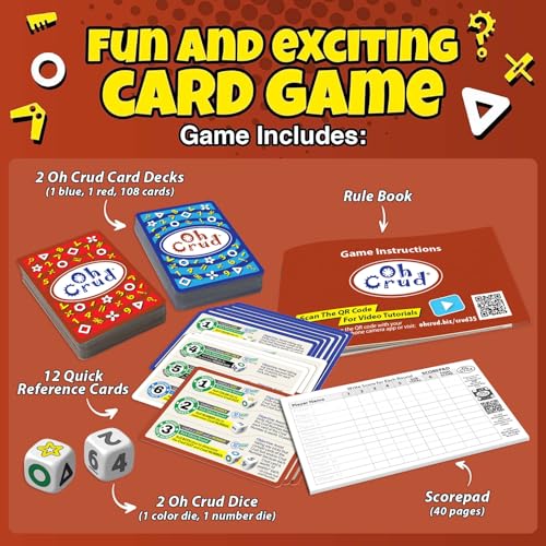 Oh Crud Deluxe Edition: A Trick-Taking Card & Dice Game for Adults & Families, Strategy Card Game for Family Game Night Fun, Easy-to-Learn & Portable Party Decks for 2-12 Players by Ghetti Games