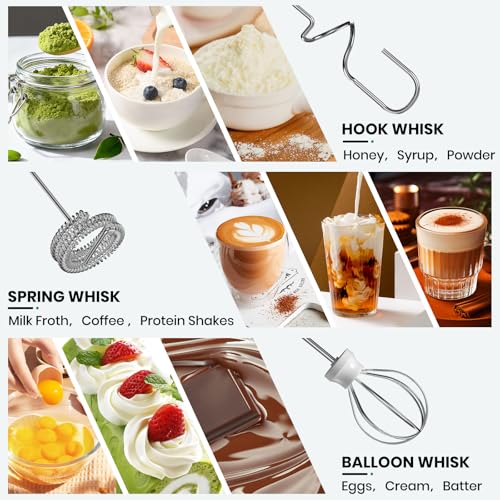 Colarlemo Milk Frother Handheld Rechargeable with Stand, Frother Wand Drink Mixer Electric Whisk for Coffee, Detachable With 3 Stainless Whisks, Hand Mixer for Lattes, Cappuccino, Matcha, Egg, Black - color: Black, style: with stand