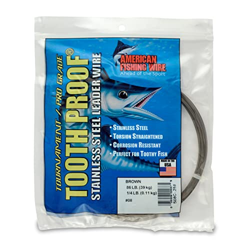 AFW Tooth Proof Fishing Line - Single Strand | High-Strength Stainless Steel Tooth Proof Fishing Line Single Strand Leader Wire Versatile Applications 360 lb test USA Made - color: Camo, style: #8, 86 Lb Test, 1/4 Lb