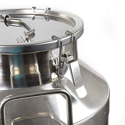 Milk Can Milk Bottle, 20/30/ 40/50/ 60L Stainless Steel Heavy Duty Milk Jug Wine Pail Bucket Square Liquid Container Storage with Embedded Silicone Sealed Lid for Home Restaurant Bar Silver (60L) - size: 60L