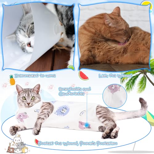Kacctyen 6 Pack Cat Recovery Suit After Surgery Anti Licking | 6 Pack Cat Recovery Suit After Surgery Anti Licking,Animal,Small - size: Small, style: Animal