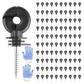 Electric Fence Insulators, 100 PCS Self-Tapping for Wood Posts | Ranch & Farm Fencing, PP+PE, 3.7-Inch Insulators, 1.8-Inch Self-Tapping Screw, Fits Polywire, Tape, Rope, Steel Wire