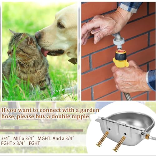 Tessco for you 3 Sets Automatic Animal Drinking Water Bowl, 304 Stainless Steel Livestock Waterer Dispenser for Dog Horse Goat Pig Cow, 4l/135oz with Float Valve and Water Tank, Drinking Trough