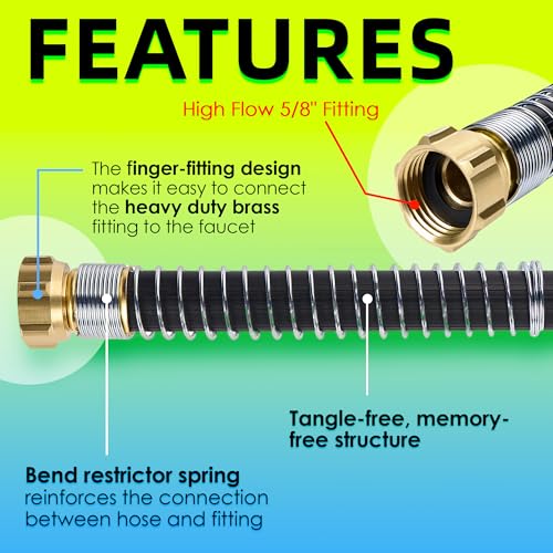 5/8 IN. × 90FT. Heavy Duty Rubber Garden Hose, High Flow 5/8" I.D. Brass Fitting No Memory Durable Heavy Duty Water Hose for Watering, Irrigation, Water Transfer Pump - color: Black, size: 90FT
