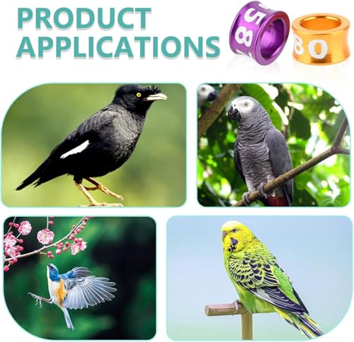 Bird Leg Bands Ring Tags Aluminum Alloy Closed Ring Bird Identification Leg Rings for Hibiscus Birds,Parrots,Peonies,etc.Mixed Colors 50 Per Pack(ID4.0MM) - size: ID4.0MM