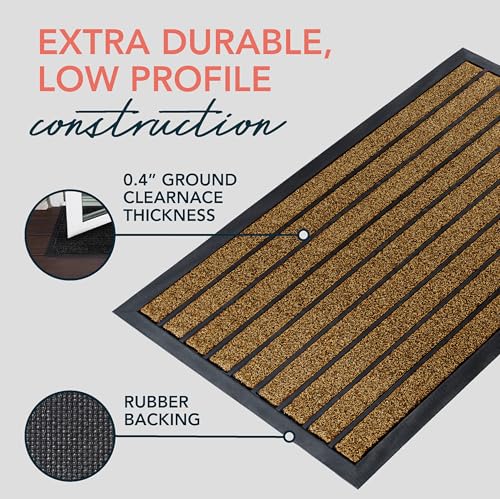 ubdyo Extra Durable Door Mat Outside Entrance (32" x 20", Bright Brown) | Stain Fade Resistant, Dirt Trapping, Non-Slip Backing, Indoor or Outdoor Use, Doormat, , Low Profile, 32'' x 20'' - color: Bright Brown, size: 32'' x 20'' (Rectangular)