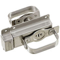 National Hardware Heavy Duty Swinging Door Latch, Stainless Steel | Auto-Locking and Padlock Ready; WeatherGuard Finish for Shed, Barn and Outbuilding Doors, Rust-Free Build
