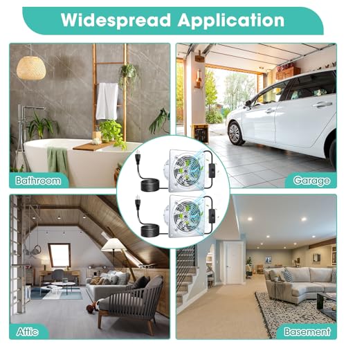 Saillong 2 Pack Silver 6 Inch Kitchen & Bathroom Wall Exhaust Fan - 308CFM Extractor Ventilation Fan with Damper & Low Noise Ceiling Mount for Garage Attic Window Ventilation, 110V