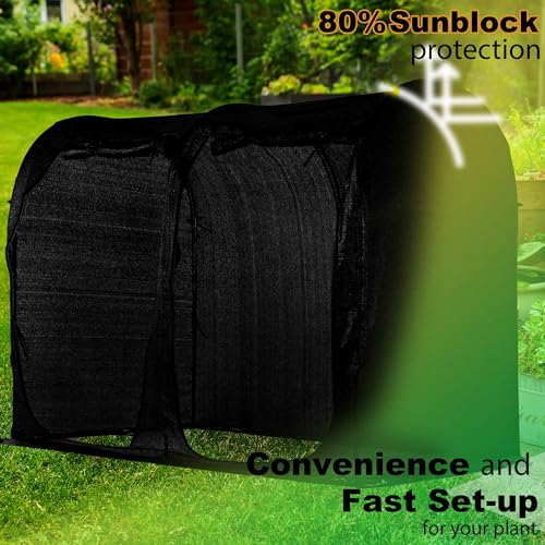 Large Tunnel 8.2'x4' Sunshade Cloth Gardening Net,Easy Set up 6FT Tall Crops Shade Net Cover, UV Resistant Plant 80% Sunblock Net for Vegetables,Fruits and Mini Flower Pot with Stakes and Carry - size: 8.2X4X6FT
