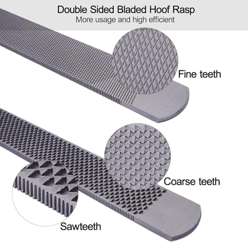14 Inch Hoof Rasp, Horseshoe File with Rubber Handle, Carbon Steel Farrier File Tool, Suitable for Horse/Goat/Cow/Donkey/Animal Hooves