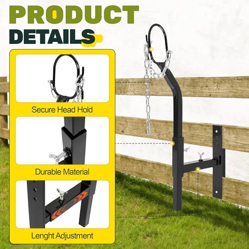 Steel Livestock Gate Attachment Nose Loop Headpiece - Height&Width | Adjustable, Powder-Coated & Galvanized, for Sheep & Goat Trimming, Grooming, Milking