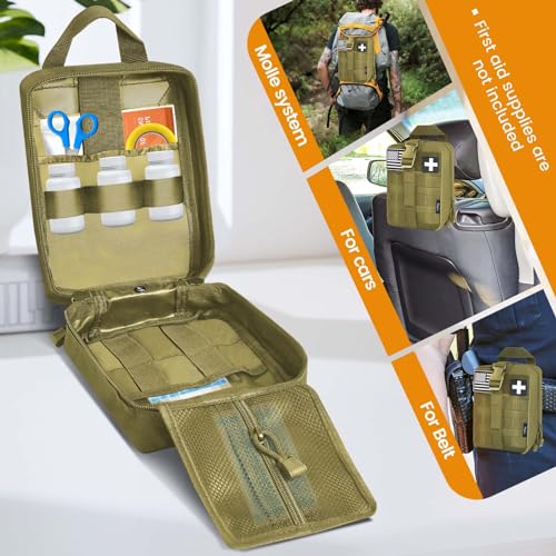Medical Molle Pouch Tactical - 1000D Nylon First Aid Pouch, Big Capacity EMT Pouch Utility, Heavy Duty Military Grade Rip-Away Ifak Pouch for Home and Outdoor Activities（Bag Only - color: Coyote