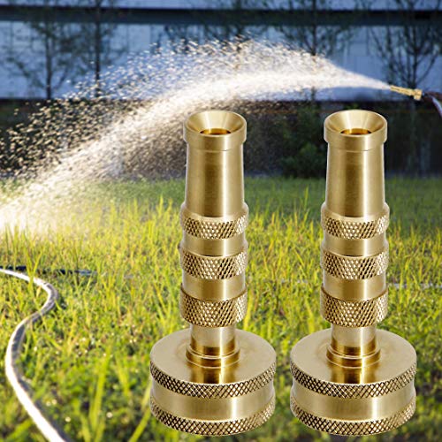 ATDAWN Brass Hose Nozzle, Heavy-Duty Brass Adjustable Twist Hose Nozzle, 2 Pack (3") - size: 3 Inch