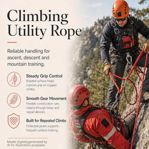 Braided Polyester Arborist Rope (3/8 inch X 100 feet) High Strength Bull Rope for Tree Work Truck Securing Camping Swing, Red - color: Red