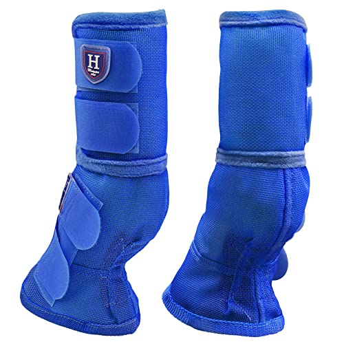 Harrison Howard Horse Leg Guard Stomp Reduction Hook and Loop Closures Rubbing Prevention - color: Deep Blue, size: Arab Medium (Pack of 4)