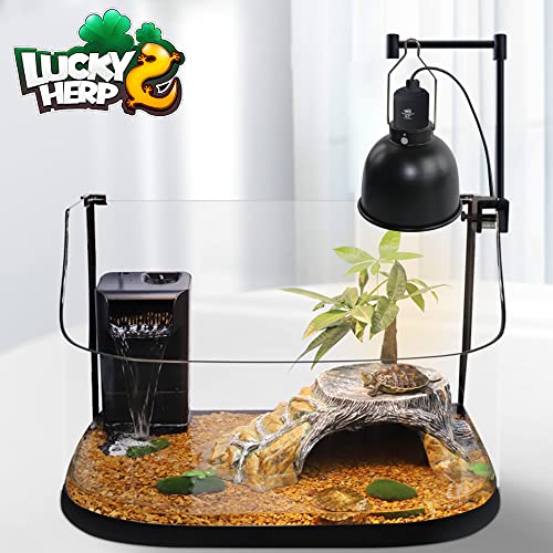 LUCKY HERP Aluminum 5.5inch Shallow Dome Reptile Light Fixture, Reptile Heat Lamp Fixture for UVB Bulb Basking Heat Bulb - color: Shallow Reptile Light Fixture, size: 5.5 inch Non-Adjustable