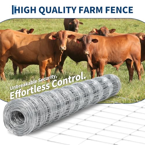 Garvee Cattle Fence 5 ft x 328 ft, Heavy Duty Galvanized Wire Fencing | Wire Fencing for Deer, Goat, Hog, Sheep, Heavy Zinc Coating Farm Wire Fence for Livestock & Yard Protection
