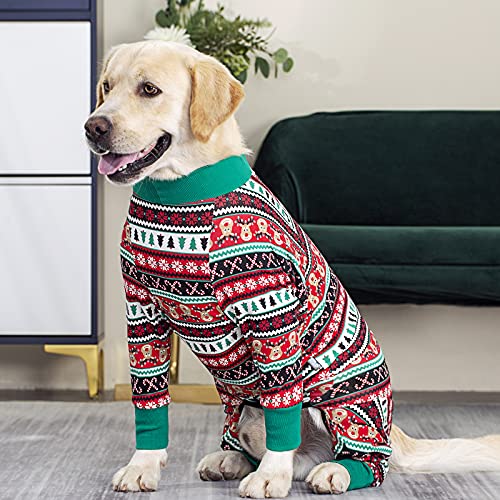 Dog Surgery Recovery Suit Female Male for Dogs After Surgery Medium Large Dogs Onesie Dog Pajamas Pjs Clothes (Christmas red, 28 (Chest 26.77 in | Backlength 18.11)) - color: Christmas red, size: 28 (Chest 26.77 in | Backlength 18.11)