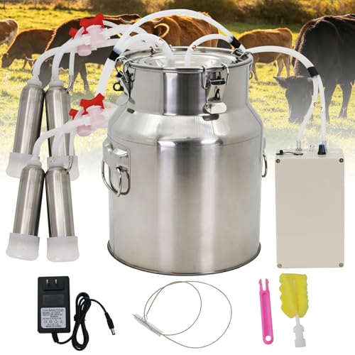 14L High Power Cow Milking Machine Portable Rechargeable Pulse & Vacuum | 304 Stainless Steel Bucket, Portable Pulsation Vacuum Pump Milker Rechargeable Battery Dairy Farm Milking Equipment - size: 14L High Power Cow Electric Milker