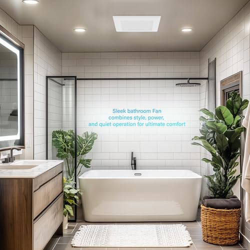 Ventilation Fan With Grille for Bathroom and Home, 100CFM, 25W Ceiling Mount Shower Exhaust Fan, 120V, White, Wet Rated, ETL Certified - size: 100CFM with Grille